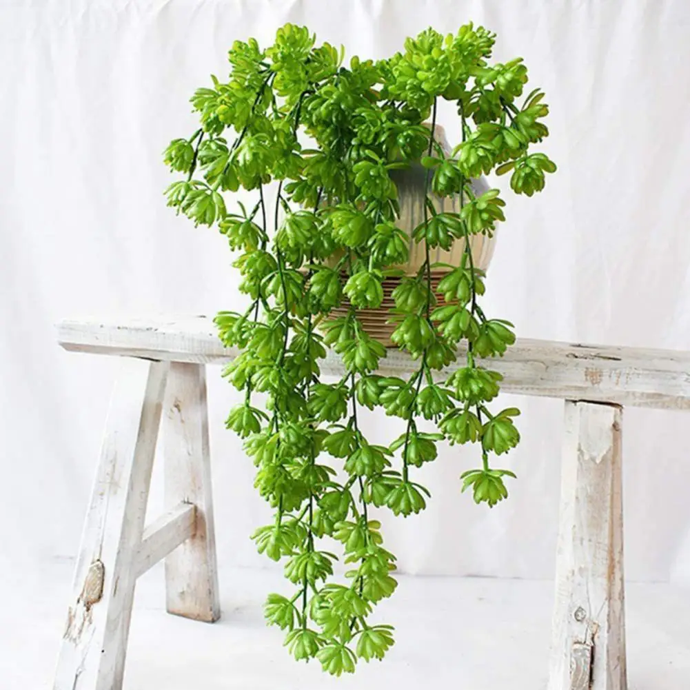 

80cm Artificial Green Succulent No Watering Fadeless 5 Forked 69 Lotus Flowers Artificial Hanging Rattan Plants Home Decoration