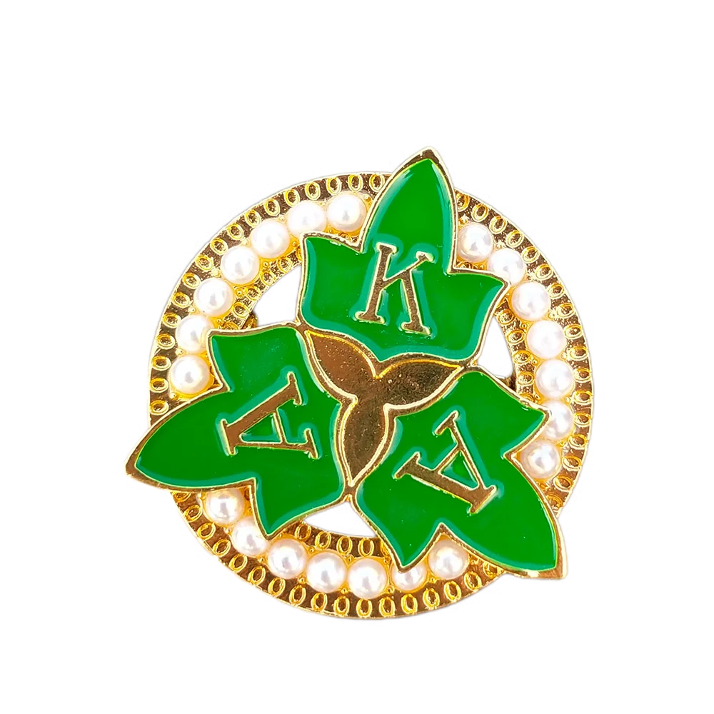 

Greek Sorority Ivy Leaf Pearl Brooch Lapel Pin Student University Logo for Women Fashion Jewelry