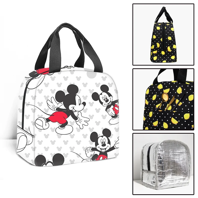 

Портативная сумка-холодильник Disney с Микки и Минни Маусом, мешок для еды и пикника, детские дорожные сумки для обеда, школьная изолированная сумка для обеда