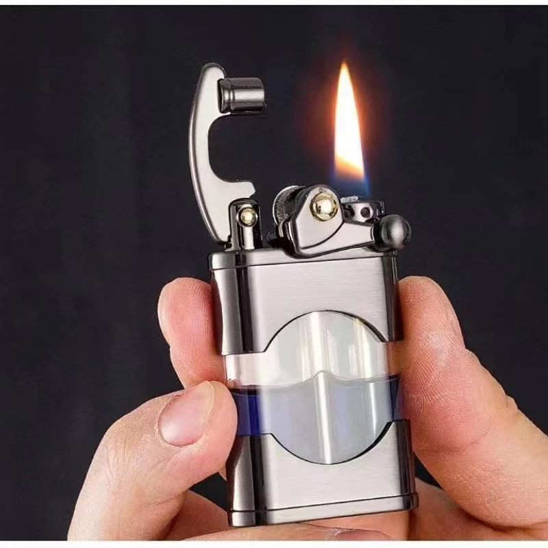 Zorro's New Kerosene Lighter with Transparent Fuel Tank Creative Retro Rocker Wheel Metal Men's and Women's Smoking Accessories
