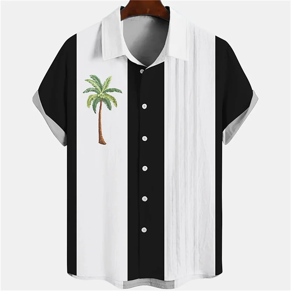 Coconut Tree Simple Short Sleeve Top Beach Party Loose Hawaiian Shirt Men's Versatile Fashion High Quality Personalized Breathab