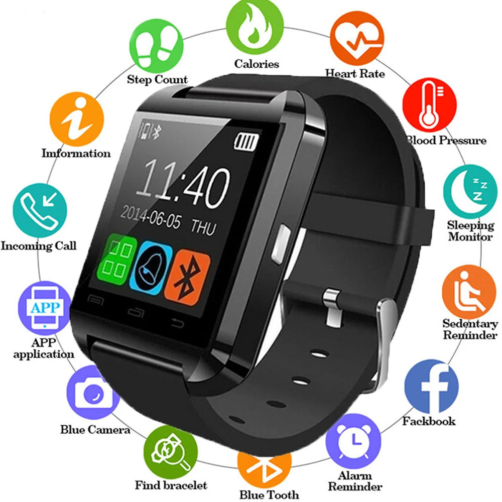 

Smartwatch Bluetooth Smart Watch U8 For iPhone IOS Android Smart Phone Wear Clock Wearable Device Smartwatch PK GT08 DZ09 A1 Hot