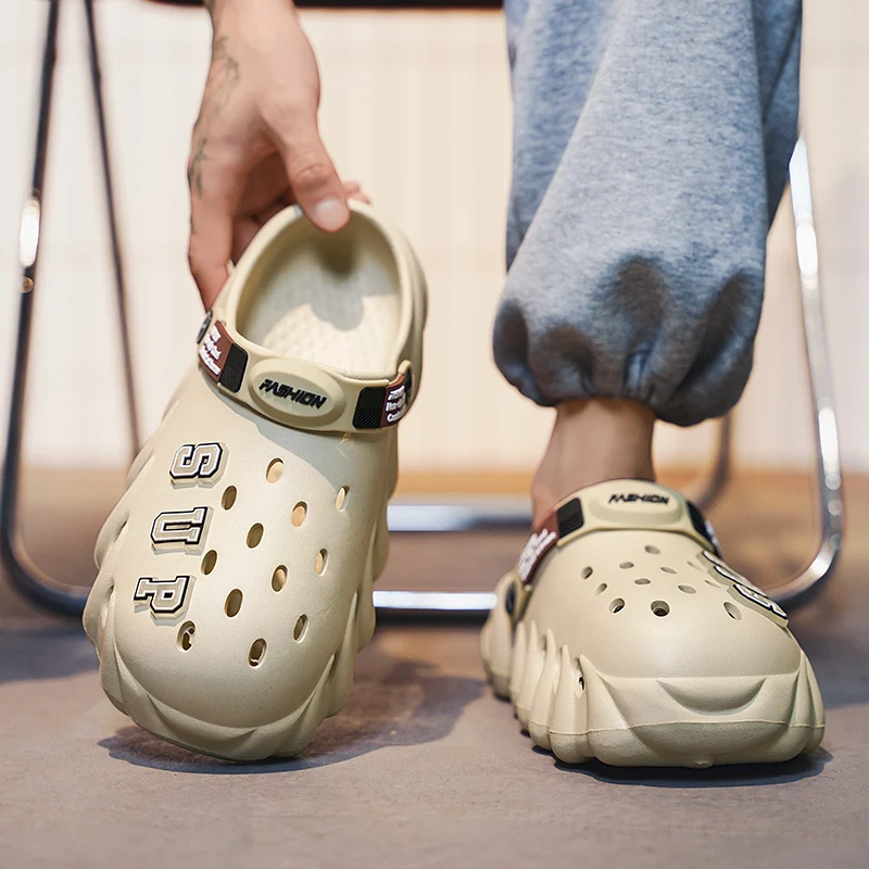 Мужские Нескользящие пляжные шлепанцы износостойкие дышащие сандалии из ЭВА на