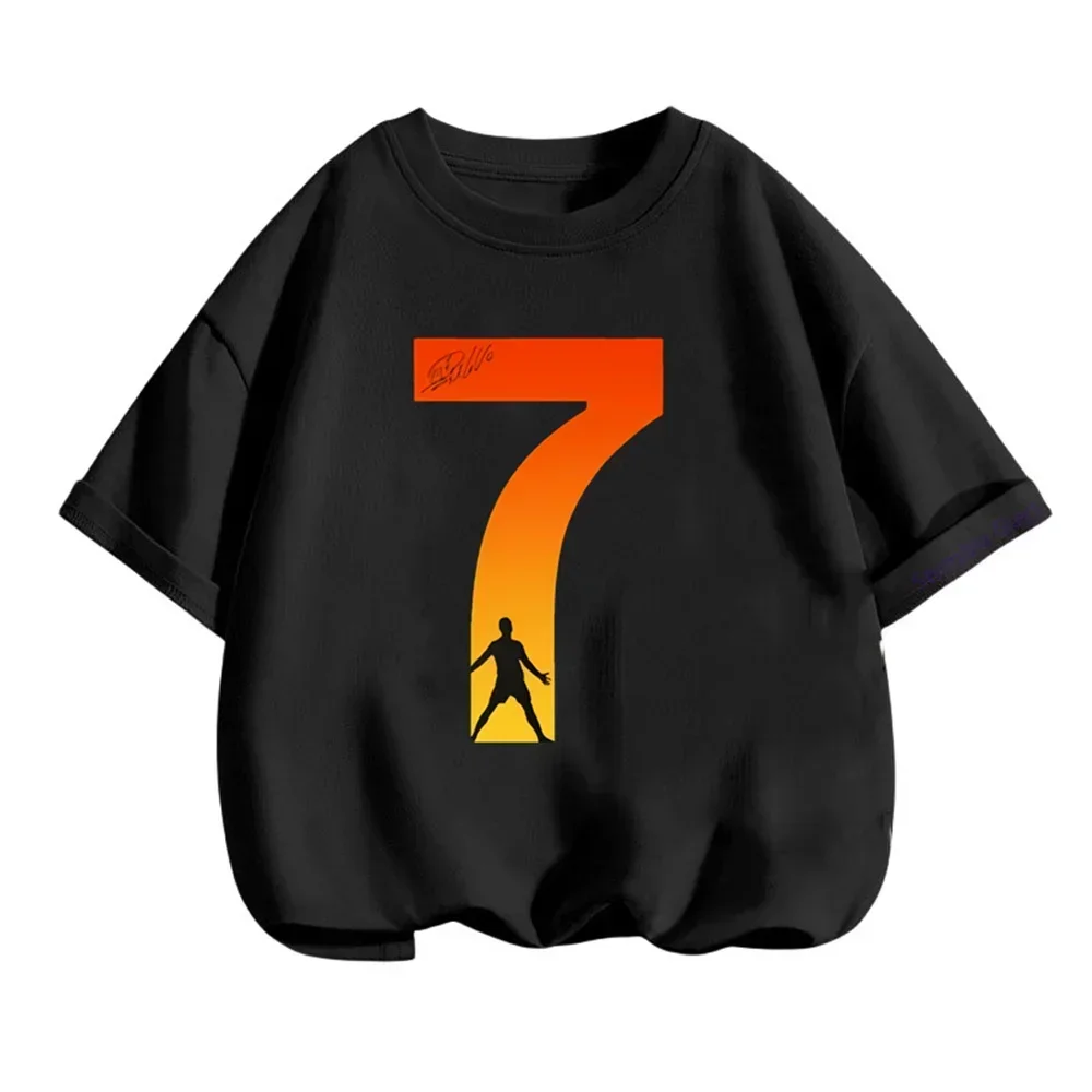 Детская Уличная Футболка Унисекс С Принтом Роналду Черный Спортивный Топ