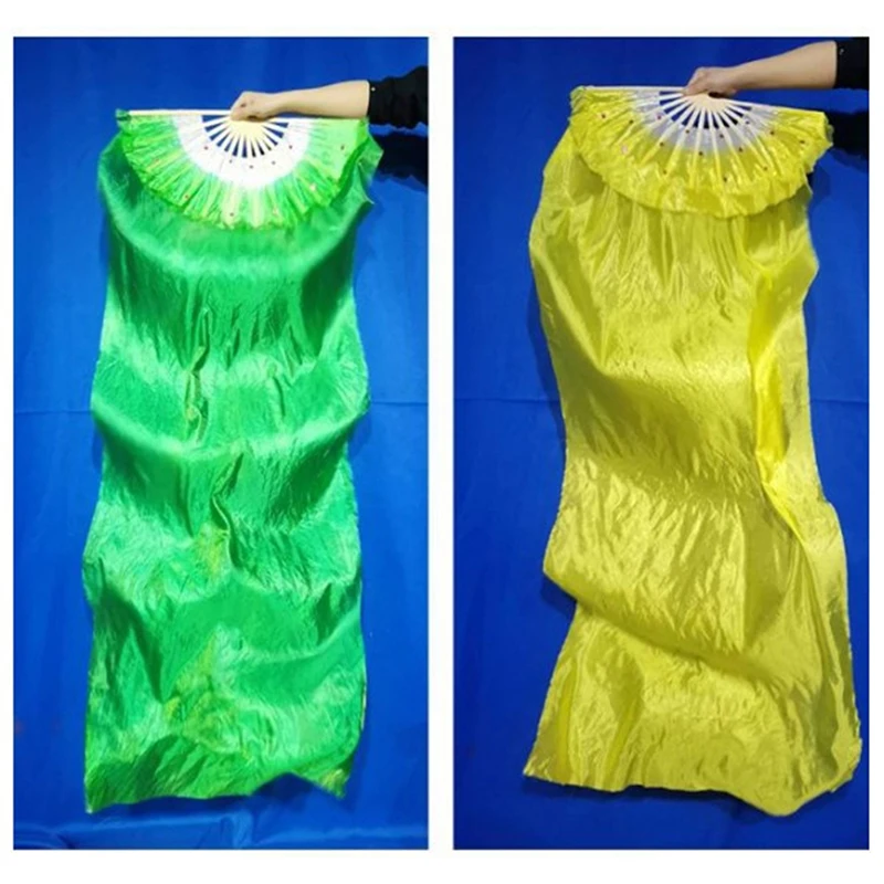

1PC 1.5M Long Dance Fans Silk Veils Bamboo Folding Fans Performance Props Synthetic Fiber Creative Handmade Right Hand Gradually