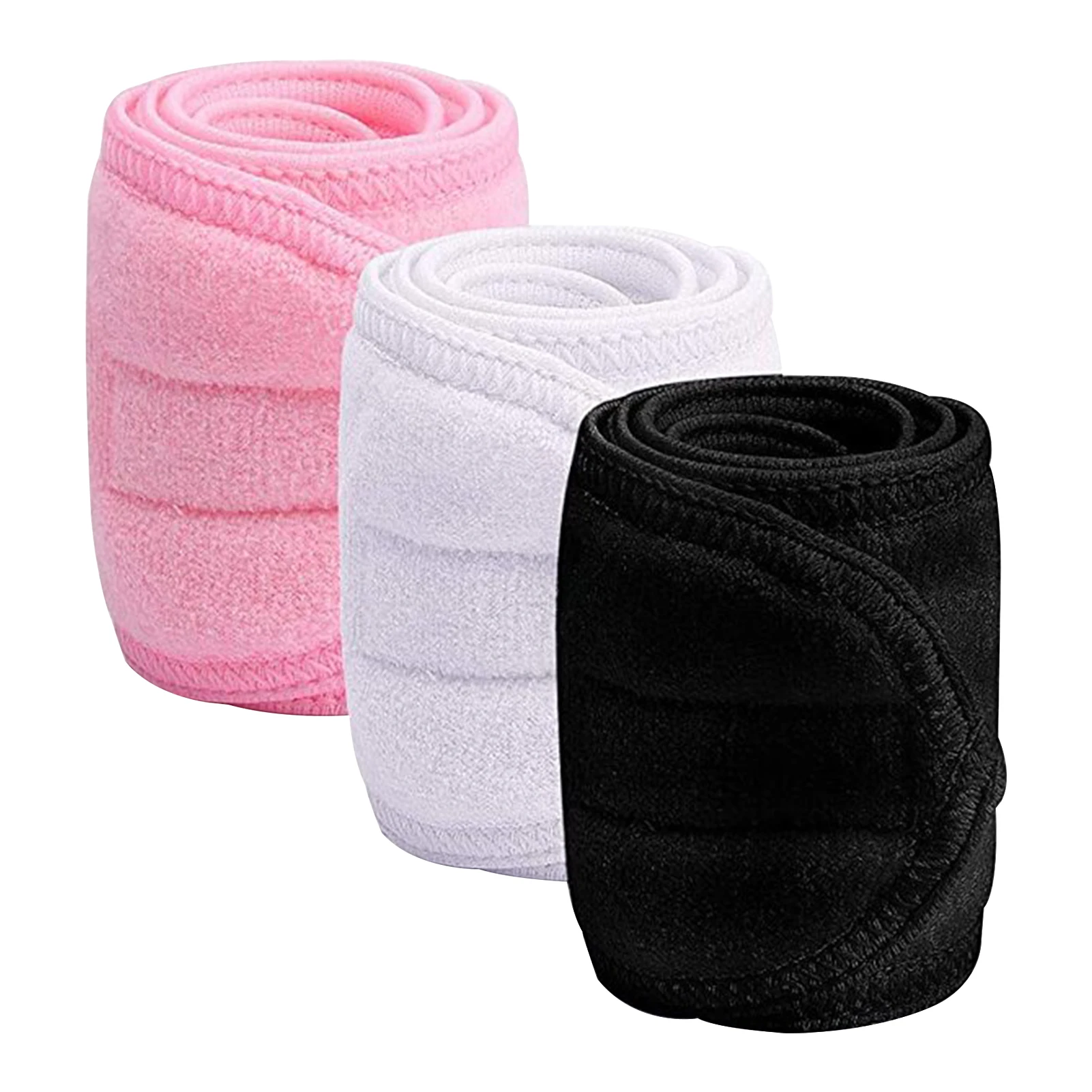 

3pcs/pack Simple Spa Makeup Accessories Ultra Soft Sport Yoga Adjustable Wrap Portable Shower For Washing Face Towel Headband