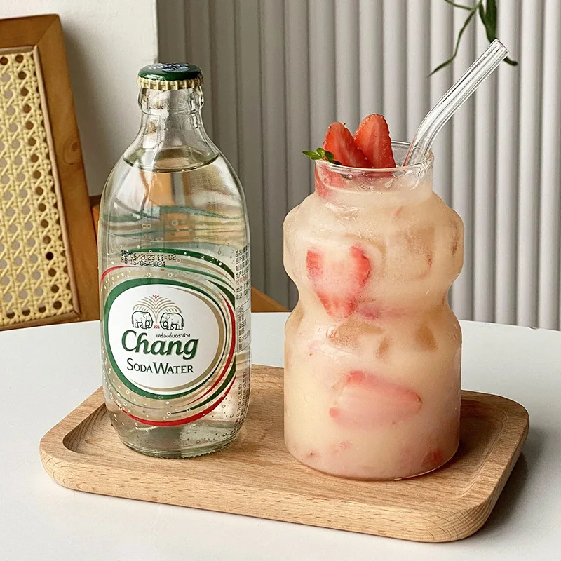 250 мл/440 мл стеклянная чашка кружка для холодной воды с бамбуковой крышкой кофе