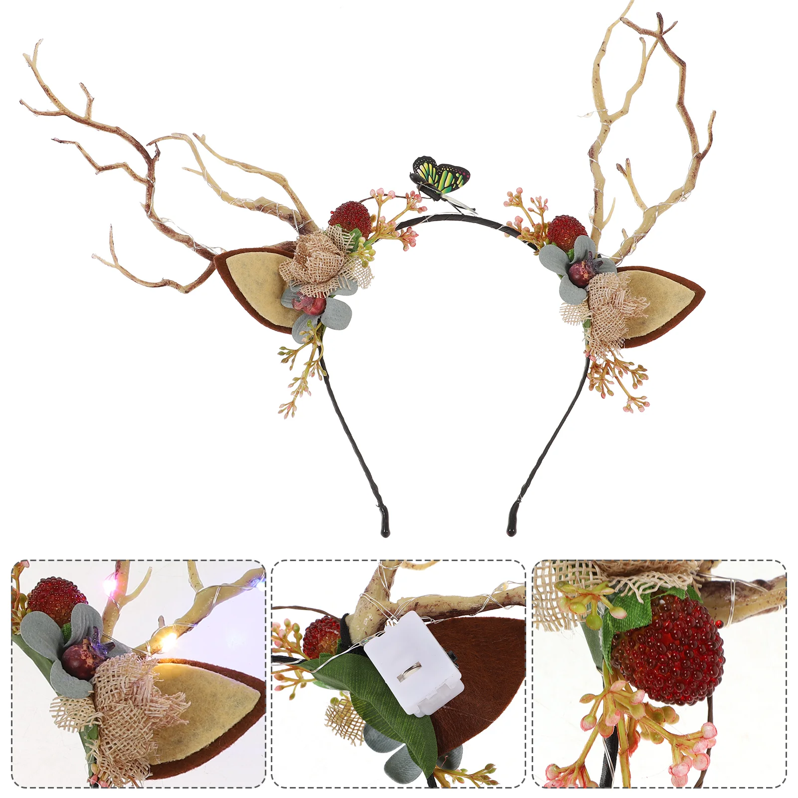 

Christmas Glowing Antler Headband Hair Hoop Antlers Hairband Girls Outfits Headgear Women's Bands