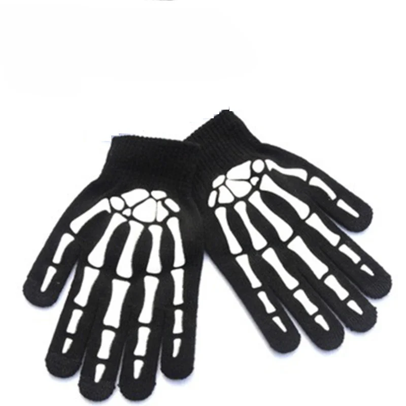 

Knitting Gloves Skeleton Head Luminous Half Finger Full Fingers Print Warm Breathable Men Women Fitness Glove Cycling Equipment