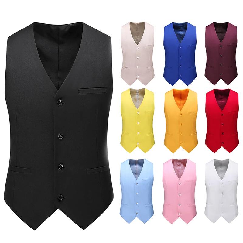 2023 Men's hollow slim fashion trend banquet Europe and the United States large size casual handsome suit vest 17 colors