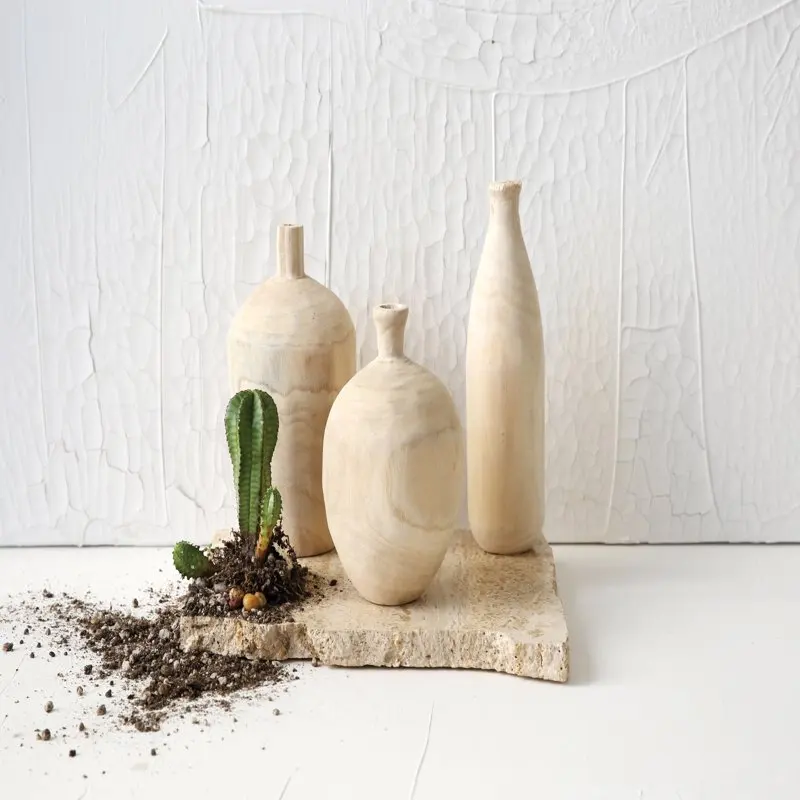 

Paulownia Wood Vases (Set of 3 Designs)