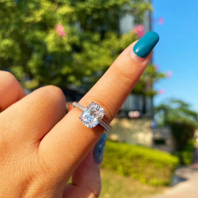 

Hot sale 925 sterling silver zircon bling bling promise engagement ring women