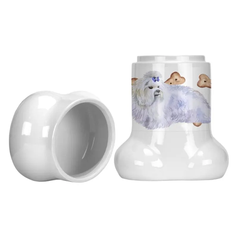 

Lovable Multicolor Maltese Bone Shaped Treat Jar, Perfect for Fun Snacks and Treats.
