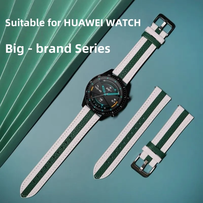 Фото Ремешок из натуральной кожи 20 мм 22 мм для Samsung Galaxy watch 6/5 pro/7/FE/4/классический ретро-браслет amazfit GTS-GTR 4-3-2e ремешок для часов №2