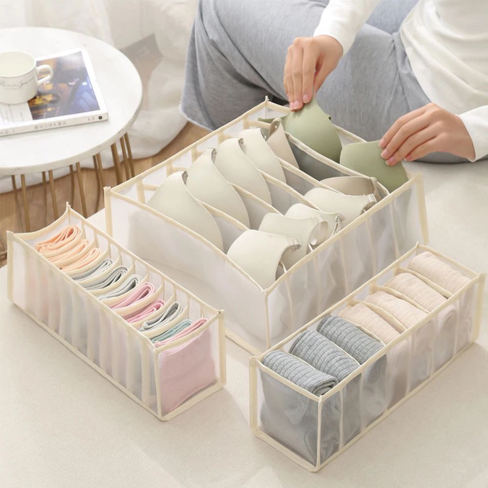 

Underwear Drawer Organizer Foldable Closet Clothes Dividers Compartments Storage Box Set Fit for Bras Socks Underpants Panties