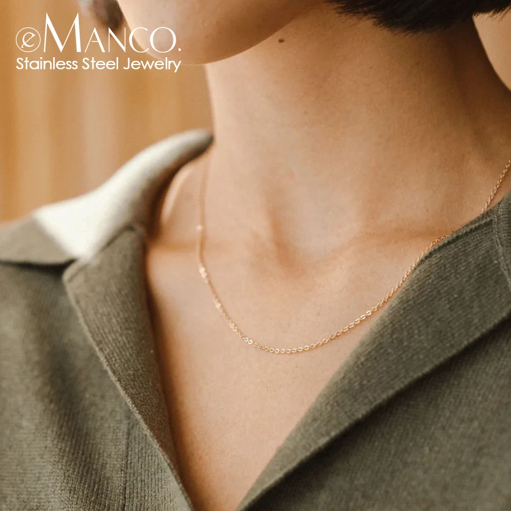 eManco Fine Chain Necklace Stainless Steel Gold Plating Short Long Statement Ladies Collar Gift Fine Jewelry HOT