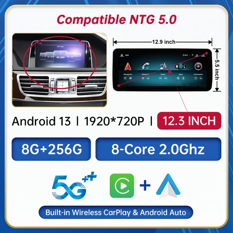 Android 13 дисплей мультимедийный плеер для Mercedes Benz E Class W212 2015-2016 NTG5.0 GPS Carplay экран