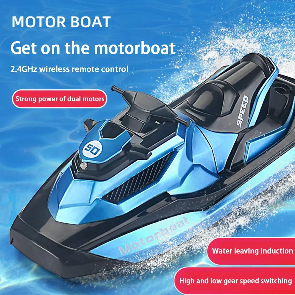 

Скоростная гоночная лодка с дистанционным управлением 1:47, высокая скорость 2,4 ГГц, светодиодная водная лодка, летняя водная скоростная лодк...