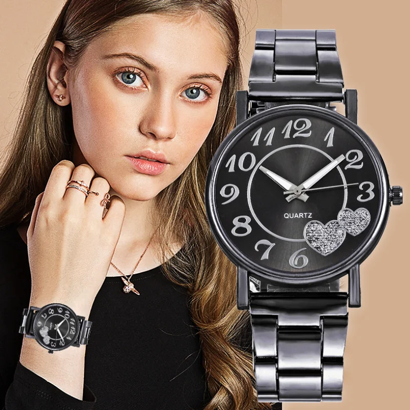 Casual Fashion Mesh Strap Heart Shaped Watch Peach Heart Women's Watch Steel Strap Couple Quartz Watches Trendy Couple Watches