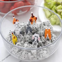 7pcs cute mini animal cartoon food picks children snack cake dessert food fruit forks lunch bento accessories