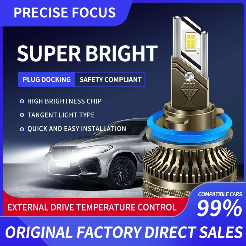 

Cante 500W 120000LM H7 H4 H11 Double copper LED headlamp H1 H8 H9 9005 HB3 9006 HB4 9012 HIR2 Turbine lamp Automotive lighting 1