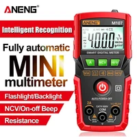 aneng m107 mini digital multimeter tester auto true rms transistor meter with ncv data hold 4000 counts with flashlight