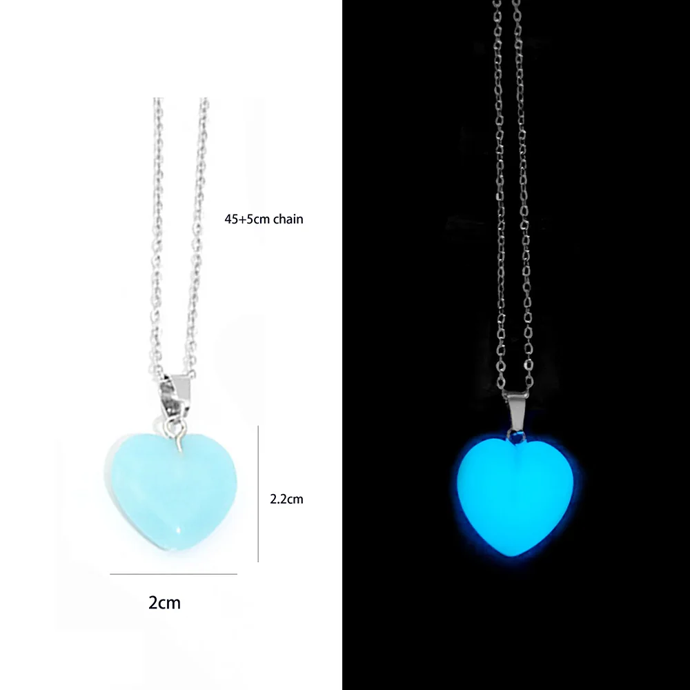 Светящееся светящееся сердце из нержавеющей стали природный камень в темноте