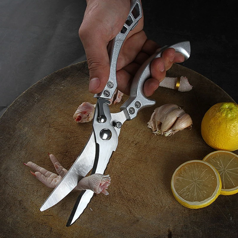 

1Pc Powerful Chicken Bone Scissors Duck Fish Shears Stainless Steel Cooking Scissor Barbecue Scissors Auxiliary Food Scissors