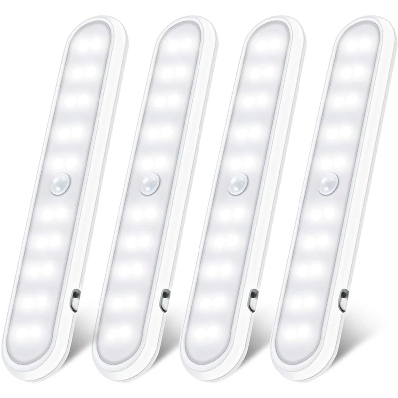 

4 Pcs Motion Sensor Lights With 20 LED,Night Light With Removable Magnetic Strip For Closet,Hallway,Stairs&Bedroom