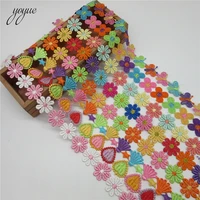 wholesale 2 yards colorful dainty flowers daisy polyester 2 5cm lace trim embroidered lace ribbon for sewing craft wedding