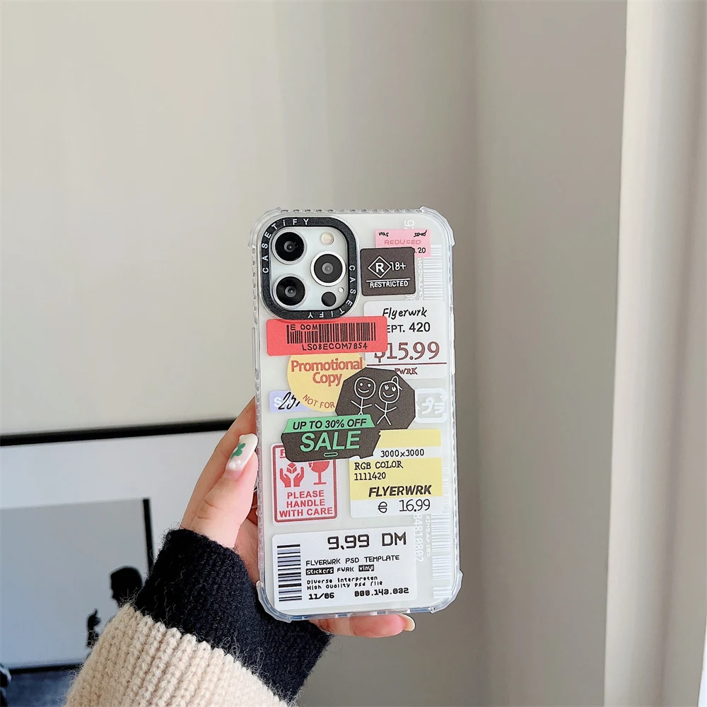 hot brand label warning phone cases for iphone 13 12 11 pro max xr xs max 8 x 7 couple soft silicon transparent tpu back cover free global shipping