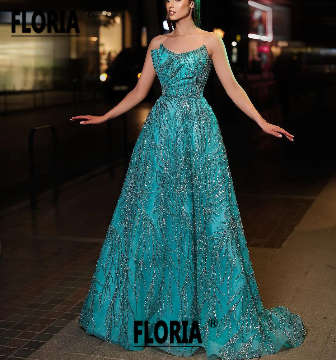 

Shiny Sequins Beadings Prom Dresses Sleeveless A Line Pleated Evening Formal Occasion Gowns Robe De Soiree Custom Made Wedding