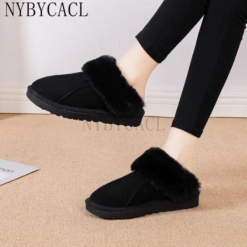 Fashion Plush warm Home flat slippers Lightweight soft comfortable winter slippers Women's cotton shoes Indoor plush slippers 40