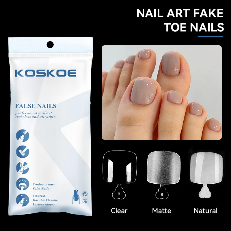 KOSKOE 120 шт. накладные ногти для пальцев ног короткие Квадратные прозрачные