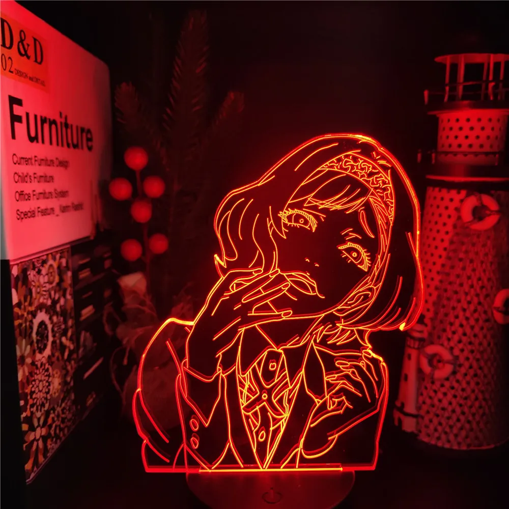 

Kakegurui Compulsive Gambler Itsuki Sumeragi 3D Night Lights LED Lampara Anime Manga Visual Lights Kids Gift Bedroom Doll Light