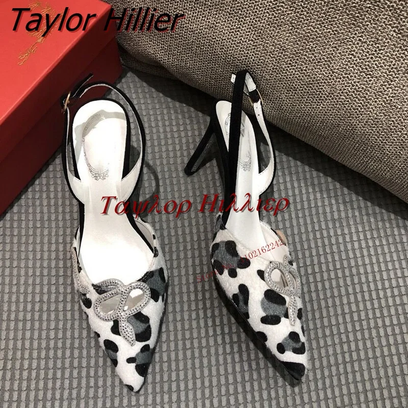 Туфли-лодочки с леопардовым рисунком тонкий каблук сандалии ремешком модные