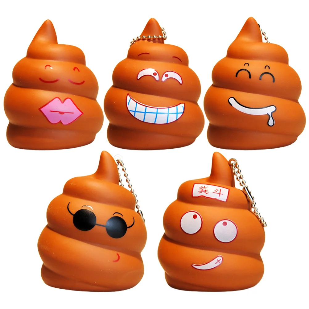 

5 Pcs Poo Keychain Holder Car Poop Toy Filler Joke Prank Party Favors Pvc Soft Glue Imitation Backpack Ornament Child Bag