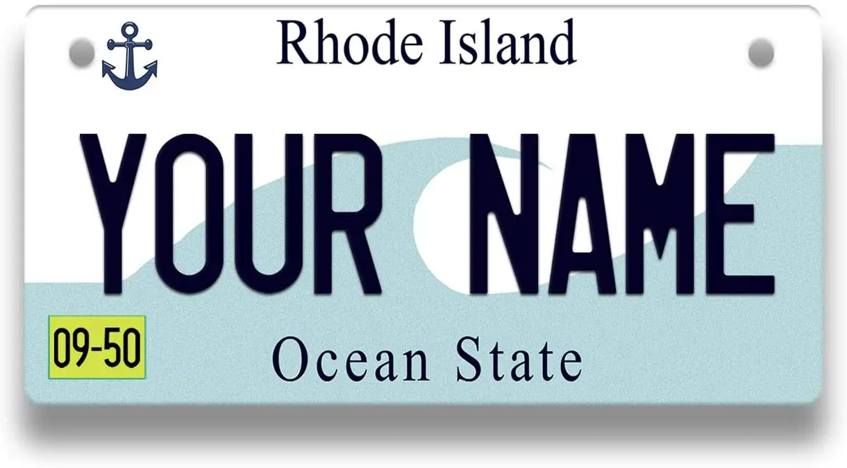 

BRGiftShop Personalized Custom Name Rhode Island State Motorcycle Moped Golf Cart License Plate Auto Tag