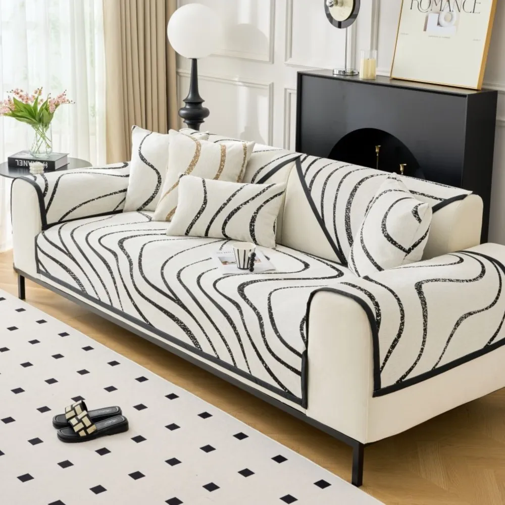 Чехол для дивана из синели с принтом универсальный нескользящий чехол гостиной