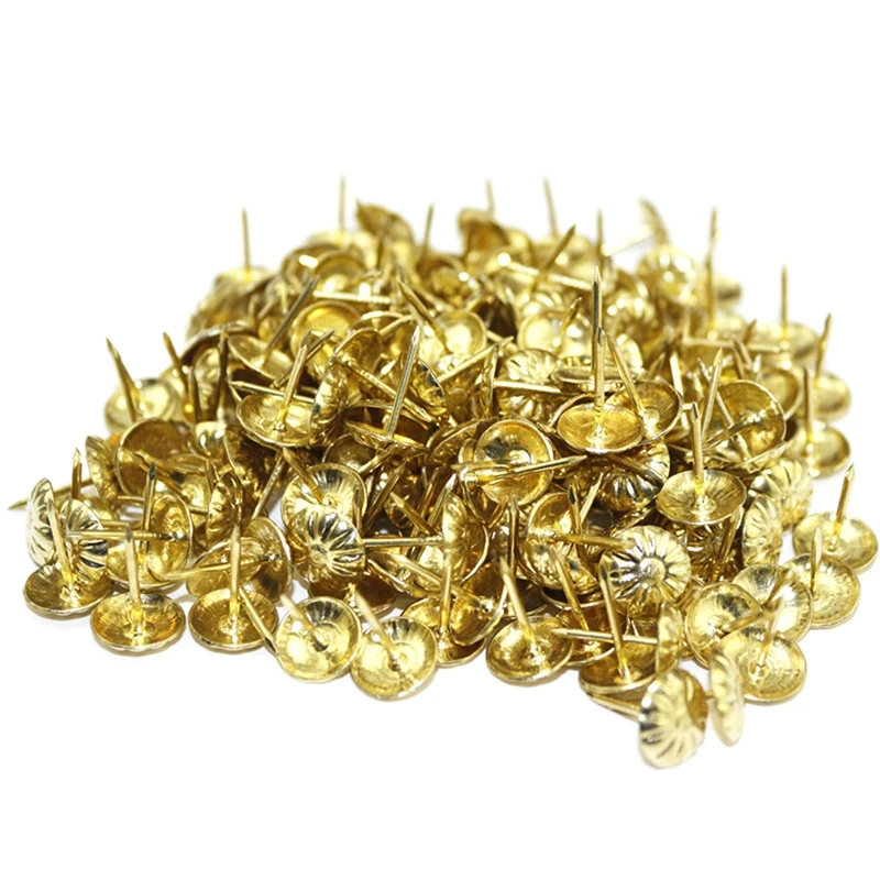 

T5EB 100 Pcs Antique Furniture Decorative Nails Assortment Kit 11mm/0.43'' for Head Diameter Upholstery Tacks Doornail Hardwa