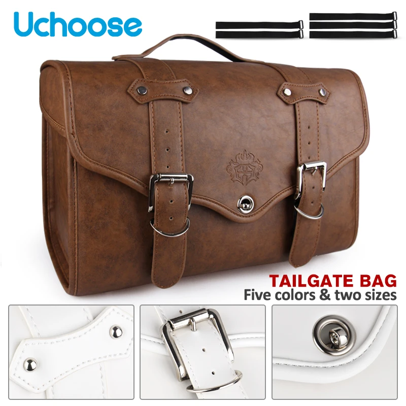 

Universal Motorcycle Saddlebag Leather Side Tool Pouch Luggage Vintage Metal Combination Locks Waterproof Large Capacity