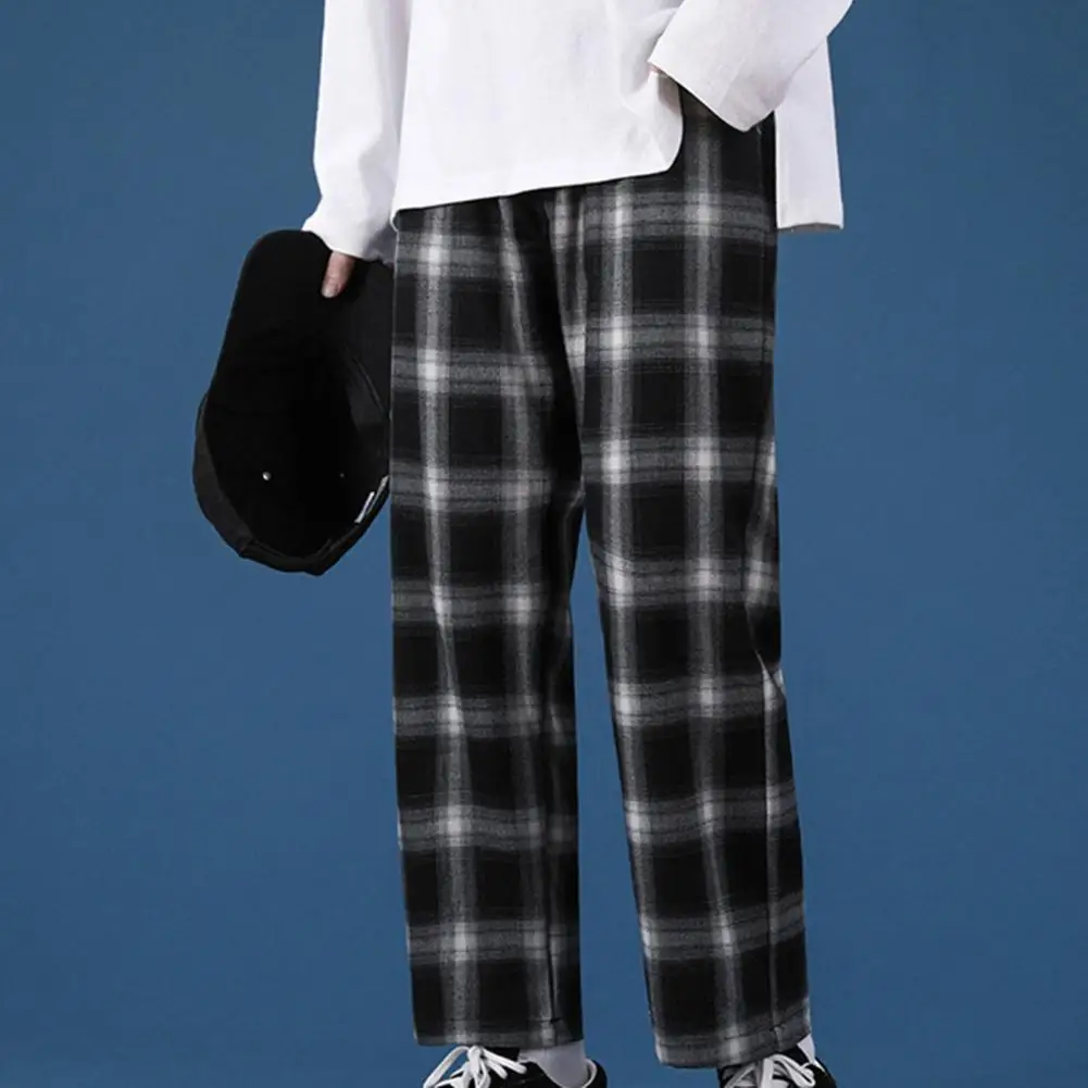 

Chic Summer Trousers Plaid Lightweight Summer Pants Wear-resistant Summer Pants for Dating Men Pants