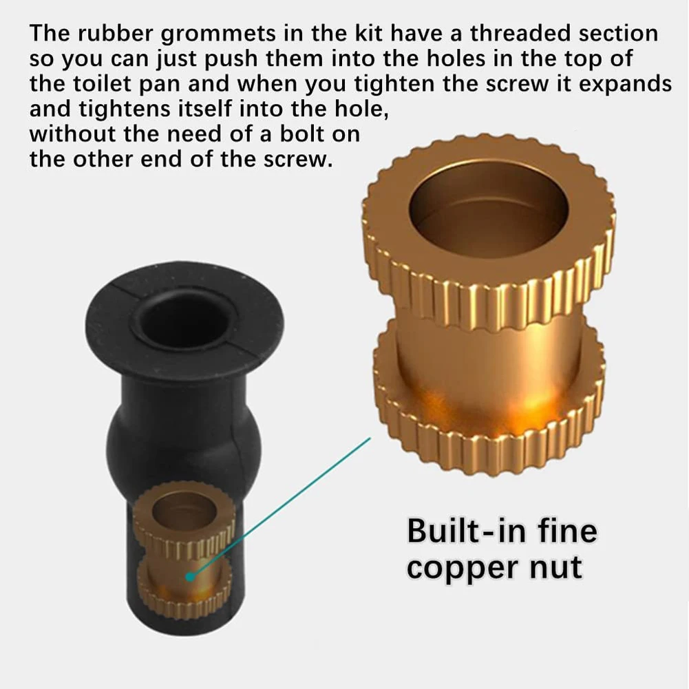 

2 Pack Toilet Seat Screws Hinges Expanding Rubber Top Nuts Fixings WC Blind Hole For Broken Old Toilet Seat Hinges