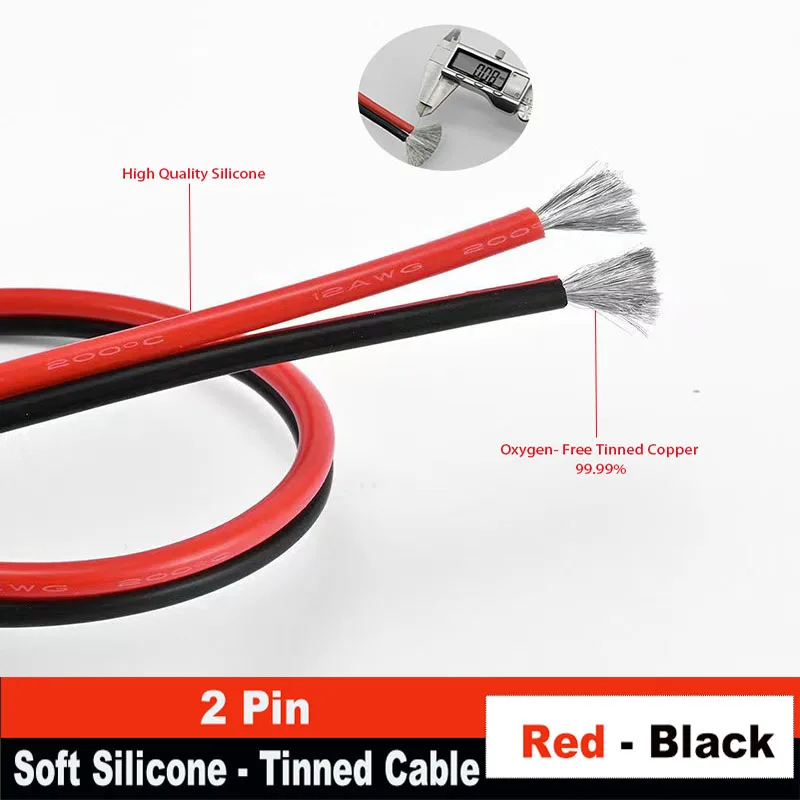 

Силиконовый двухжильный провод красный черный 8-30 AWG 1м/3м/5м/10м