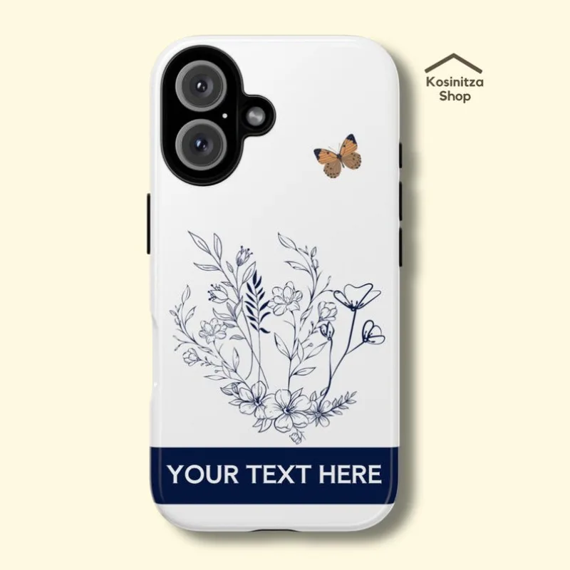 Персонализированный чехол для телефона с цветочным принтом IPHONE 16 15 PRO MAX 14 13 12 11