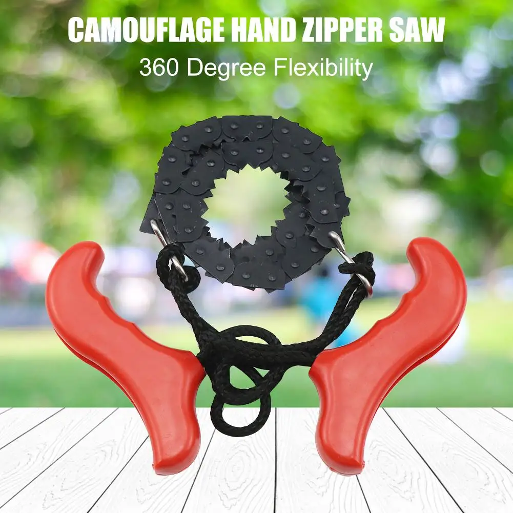 

Portable Pocket Chainsaw Plastic Handle Stainless Steel Hand Pull Chain Saw for Outdoor Survival Emergency Wood Cutting