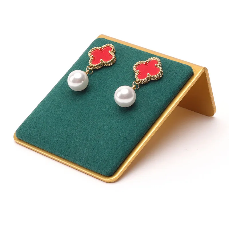 Gold Plated Jewelry Stand Microfiber Jewelry Props Earrings Display Holder Creative Beveled Jewelry Stand Jewelry Display Decora