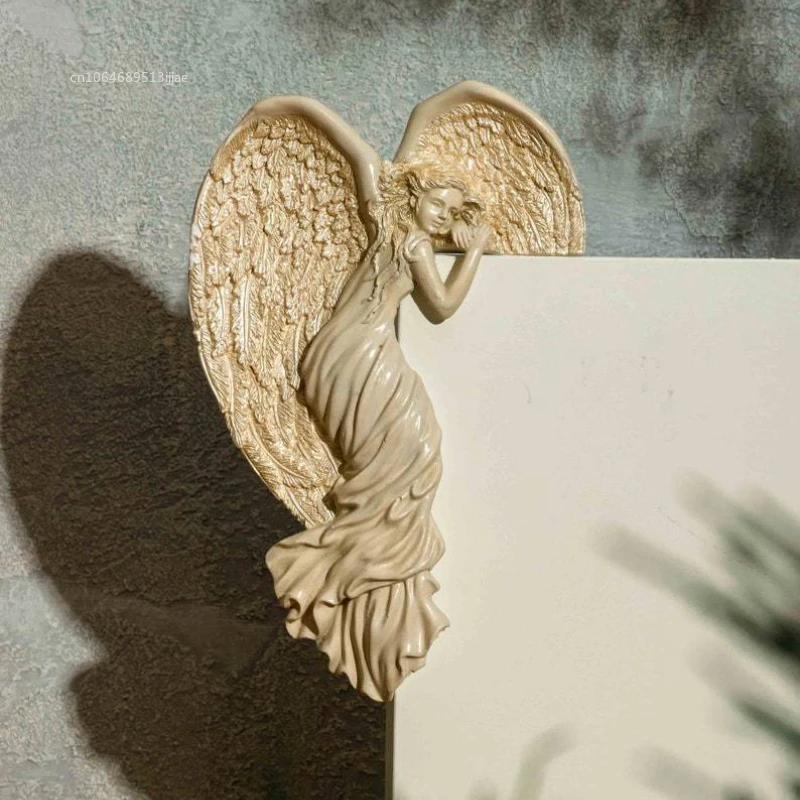 

Door Frame Angel Wing Redemption Angel Door Frame Resin Simulation Goddesses Action Posture Home Bedroom Retro Wall Decoration
