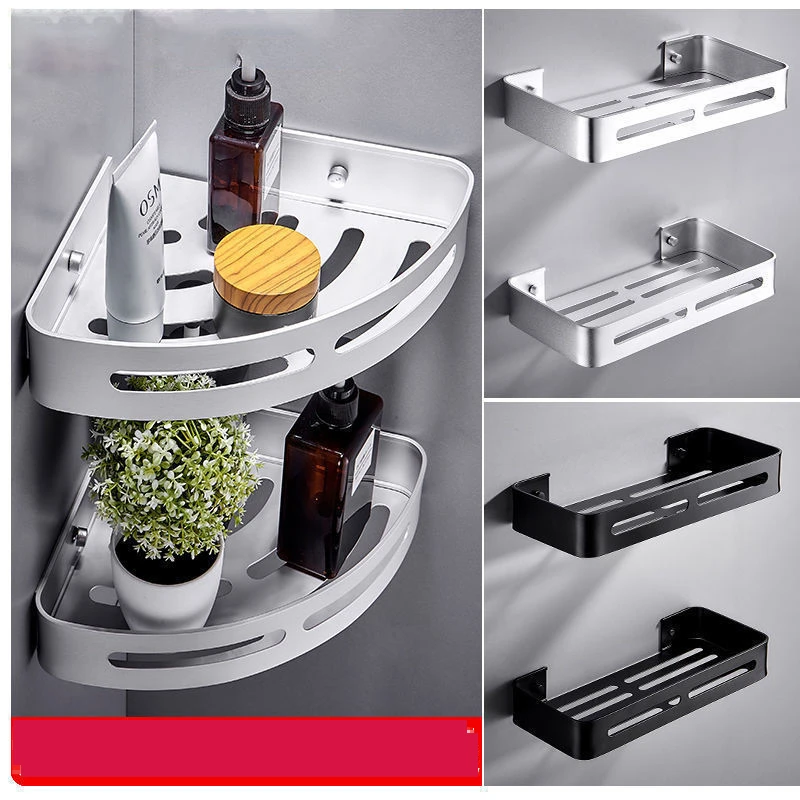 Треугольная стойка для хранения полотенец и душа черные угловые полки Настенный