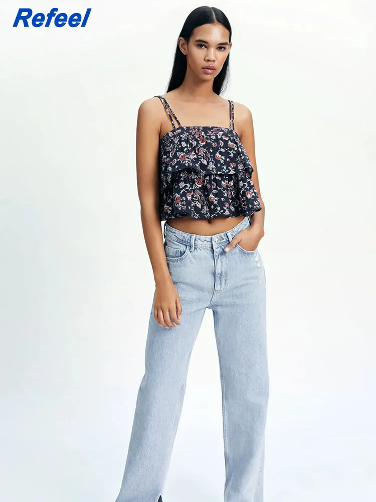 

Женская укороченная блузка, универсальные облегающие топы с цветочным рисунком внутри, модная летняя пляжная одежда для девушек, милая вин...